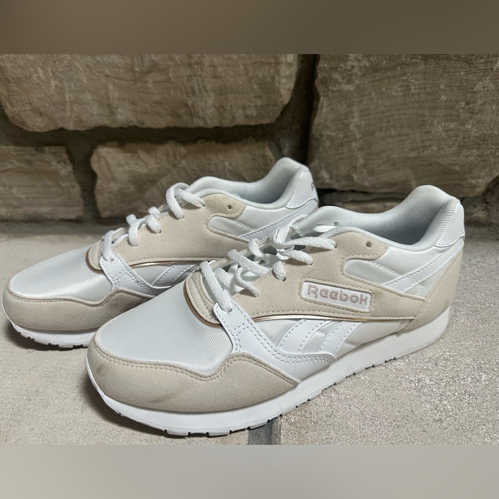 Reebok Classic White and Beige Women’s Sneakers